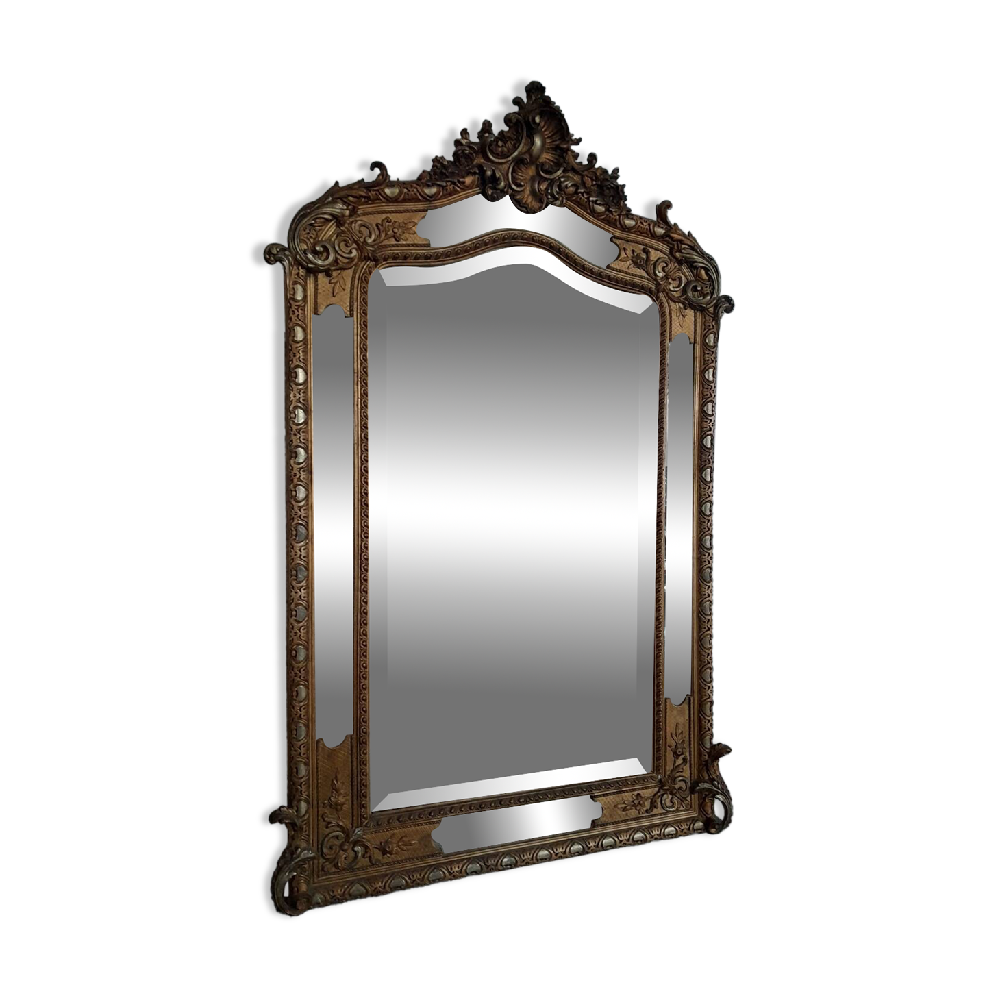 Grand miroir à parcloses biseauté xixème