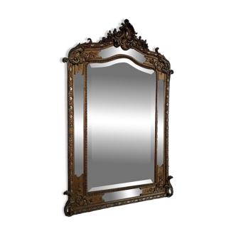 Grand miroir à parcloses biseauté xixème