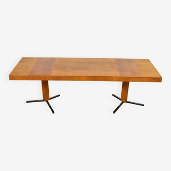 Très Grande Table Basse en Noyer & Métal 1960