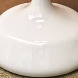 Large white ceramic lamp with raffia shade, 1970s