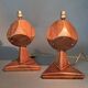 Paire de lampes 1940 en acajou massif et filets de citronnier.