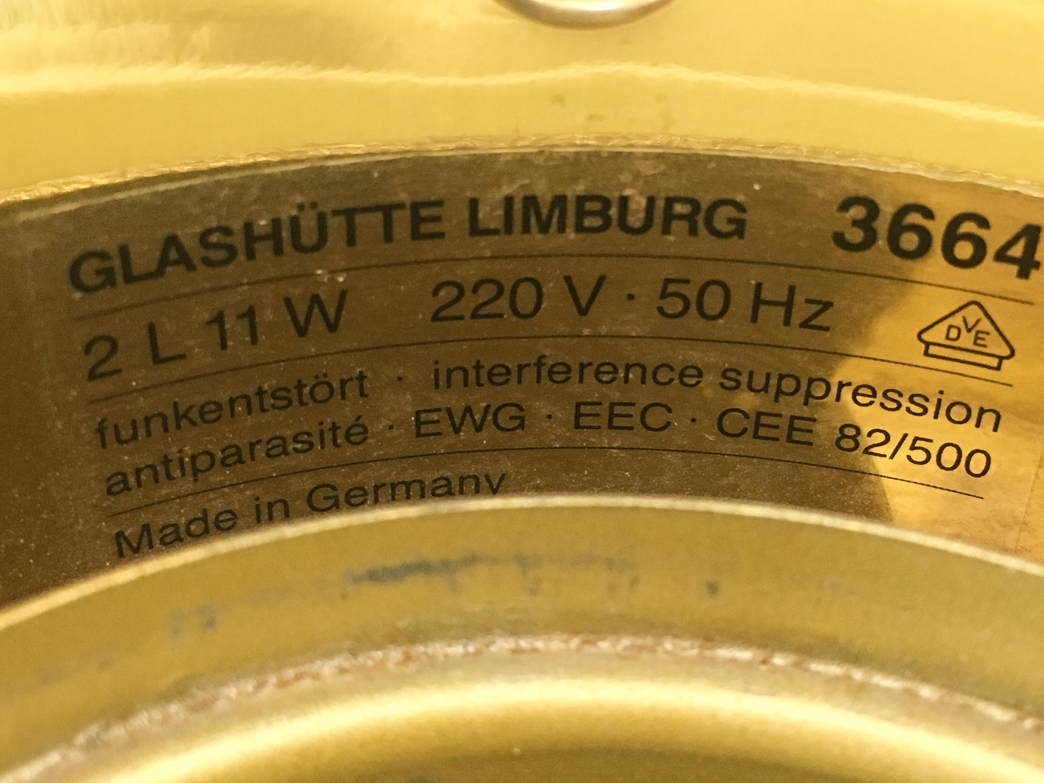 Wall lights brass & glass opal of limburg 1970 s