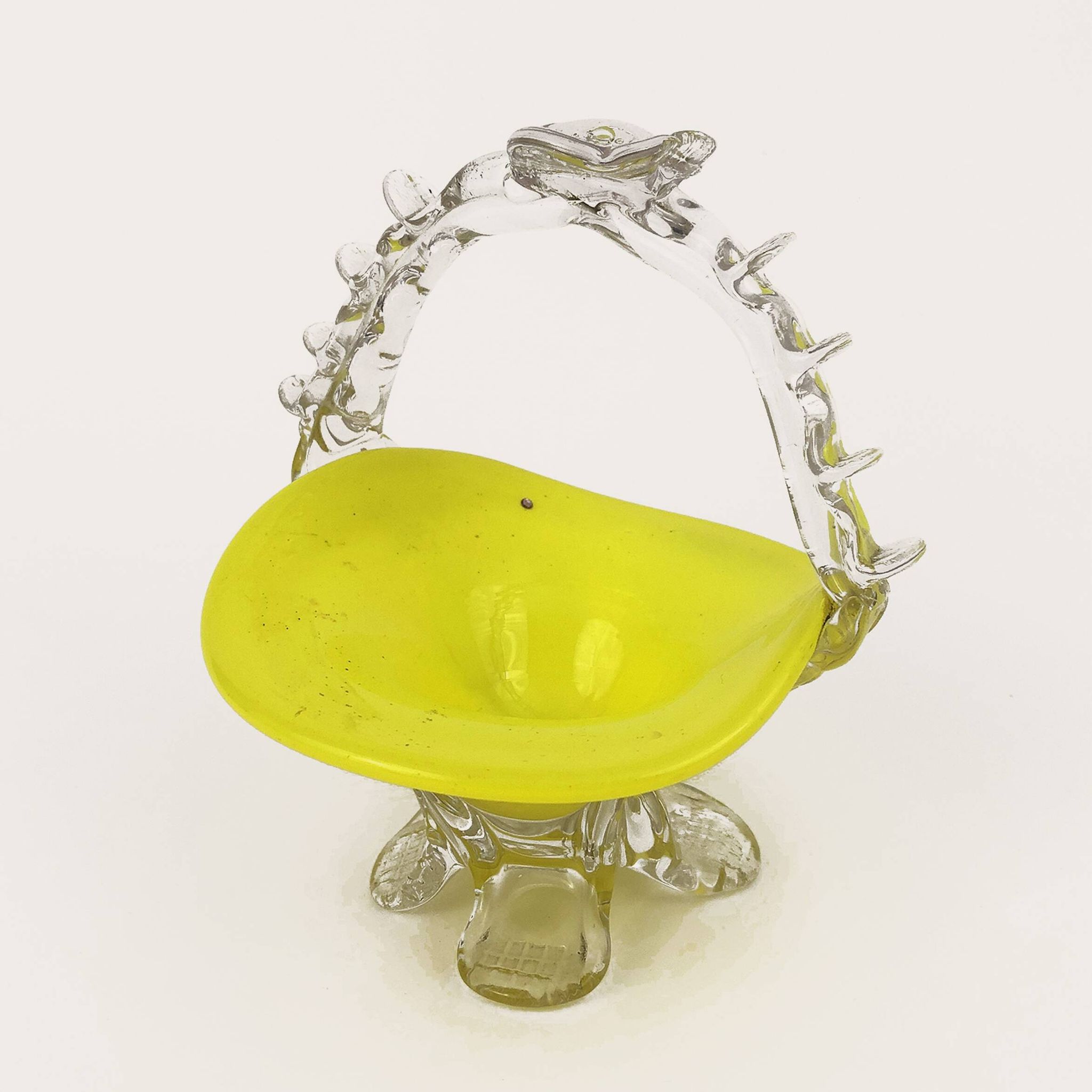 Lemon curd glass bowl and translucent irregular floral ornaments