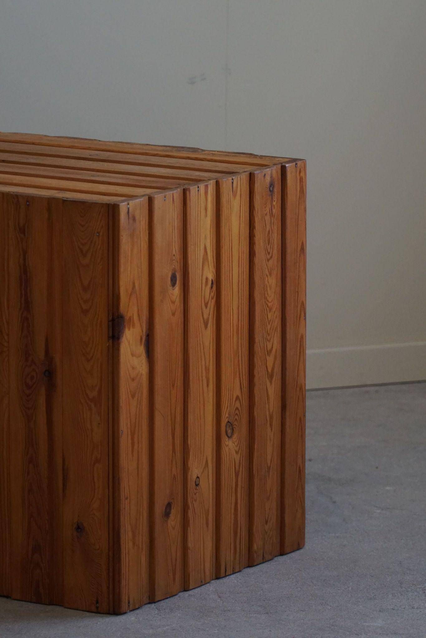 Free-standing primitive pine commode, mid-century Swedish, 1950s.