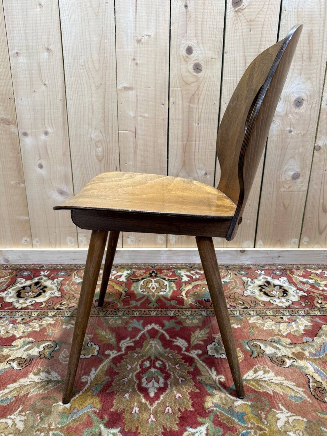 Set of 4 Baumann chairs model Eye in wood, 1950s design.