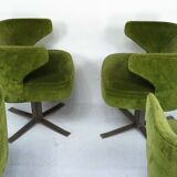 Set of four green Gianni Moscatelli Swivel Poney Chairs for Formanova, 70s