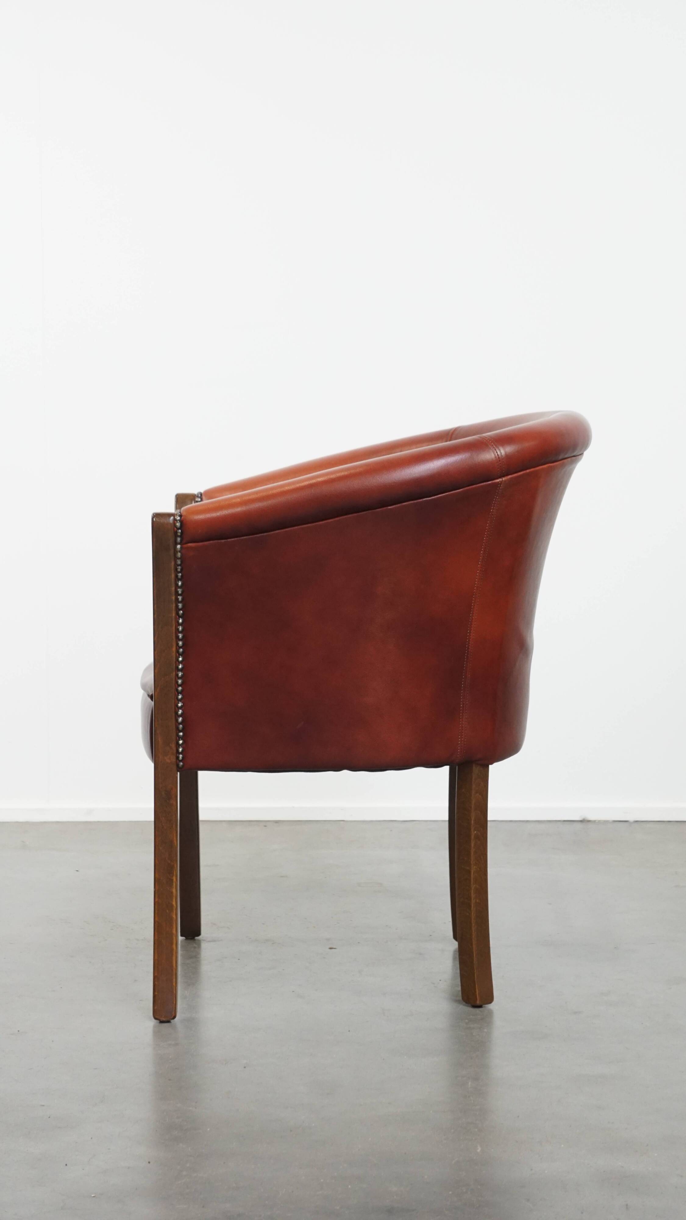 Red-brown cowhide leather office chair/side chair