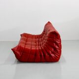 Togo sofa vintage red leather by Michel Ducaroy for Ligne Roset