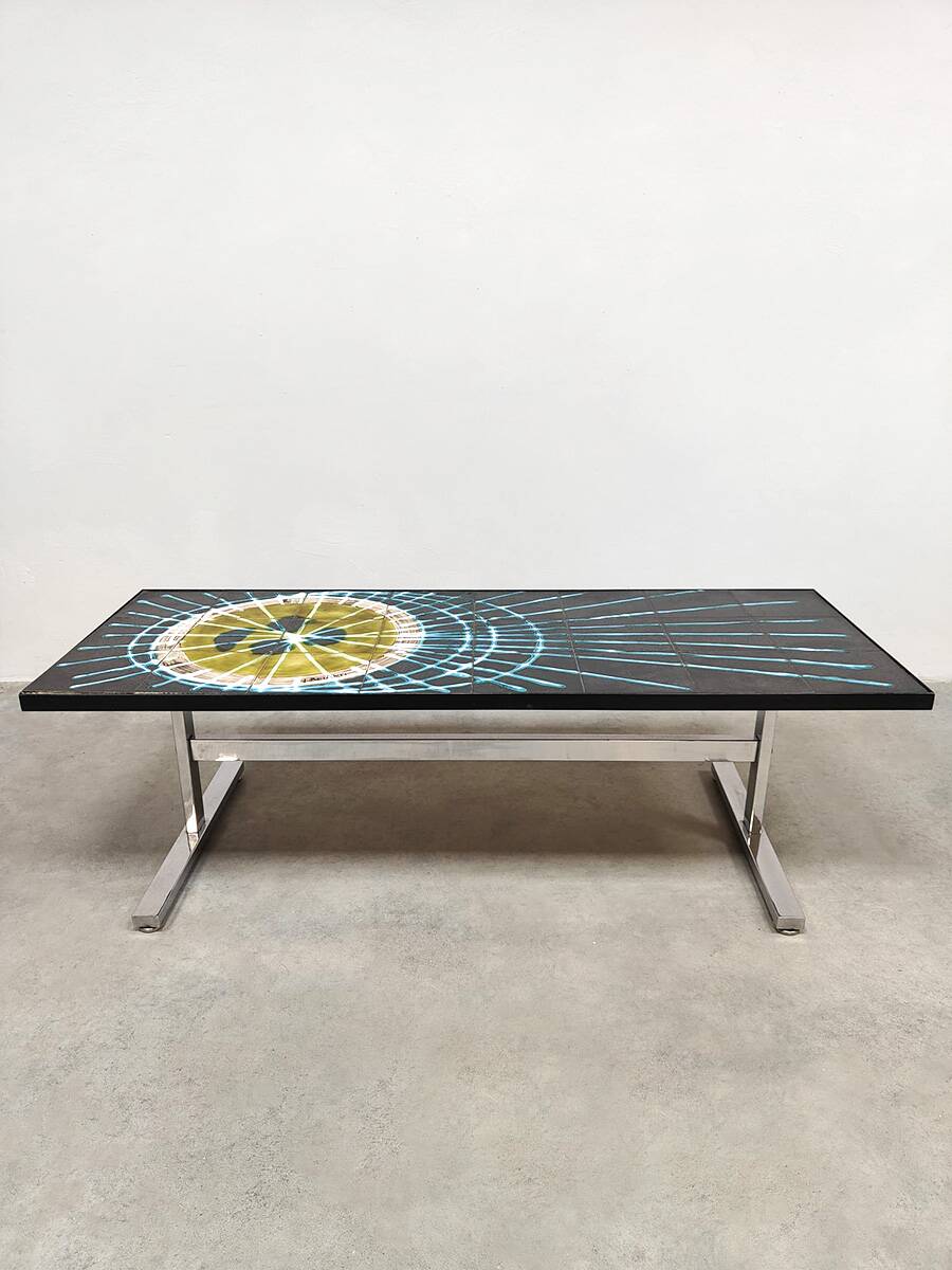 Vintage design ceramic tile coffee table 'Art'