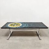 Vintage design ceramic tile coffee table 'Art'