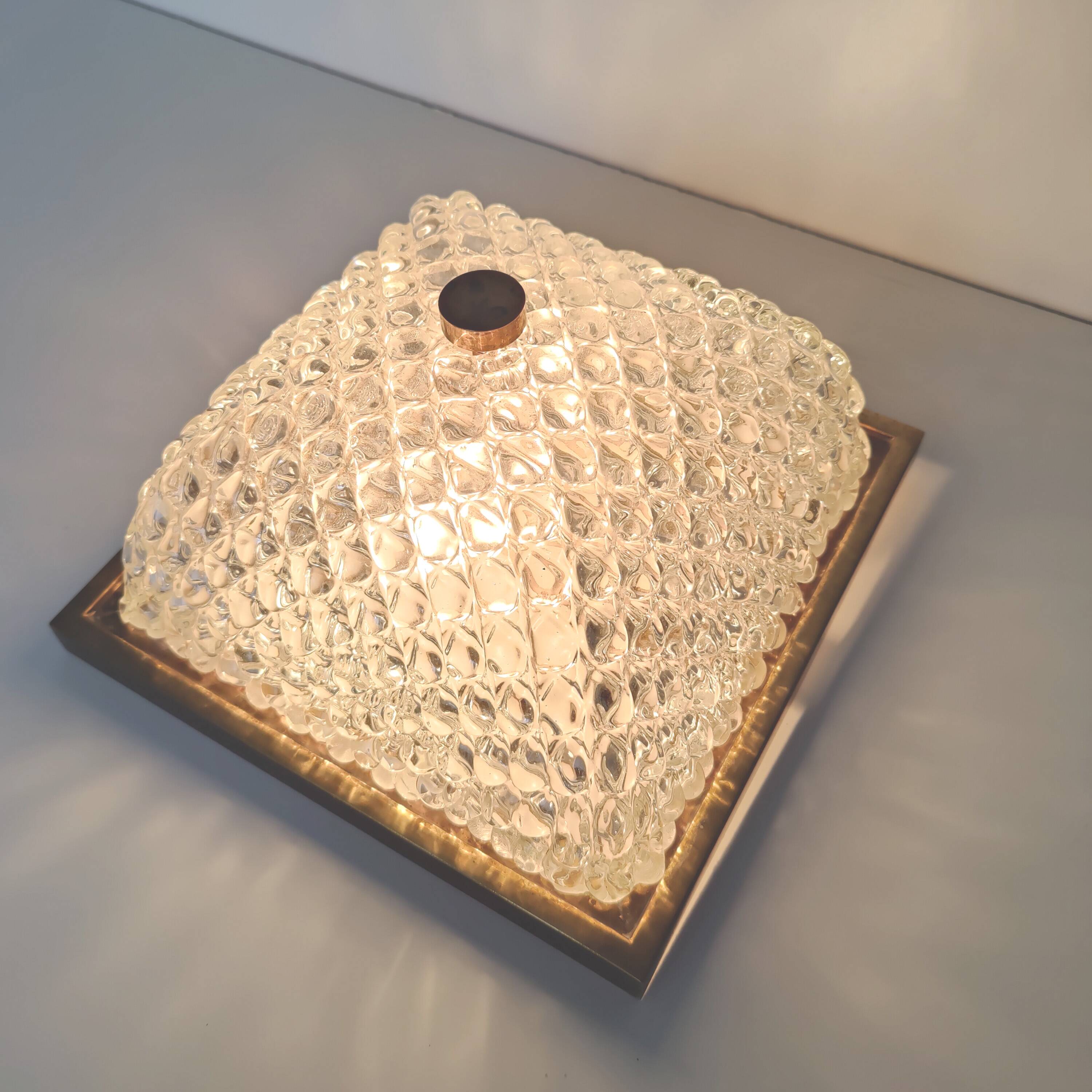 Golden globe ceiling light, bubble glass and brass