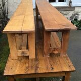 Farmhouse table with 2 solid oak benches