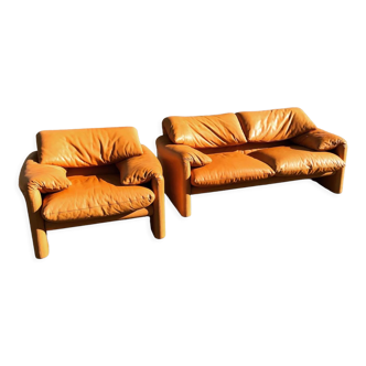 Sofa & armchair maralunga by Vico Magistretti for Cassina