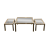 1970s Italian coffee tables made of brass, chrome and glass by Romeo Rega