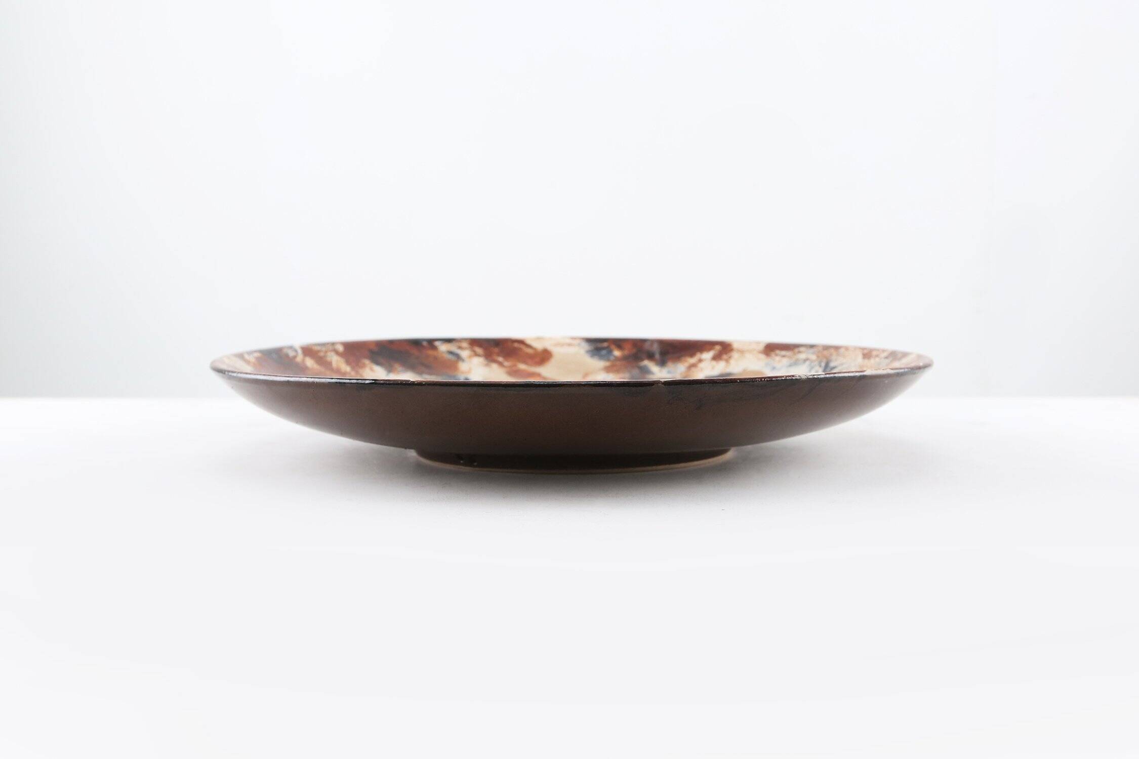 Ruscha Keramik fat lava wall plate mushrooms 717/3, West Germany 1970s