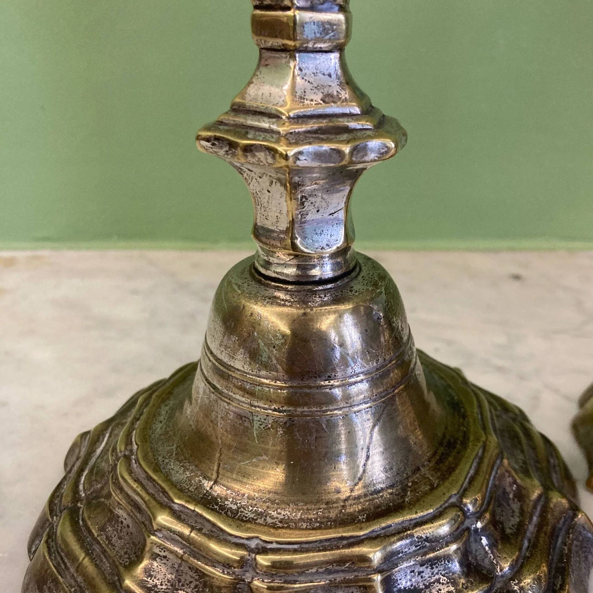 Pair of silver-plated bronze candlesticks from the 18th century. | Candle holders | Candelabrum