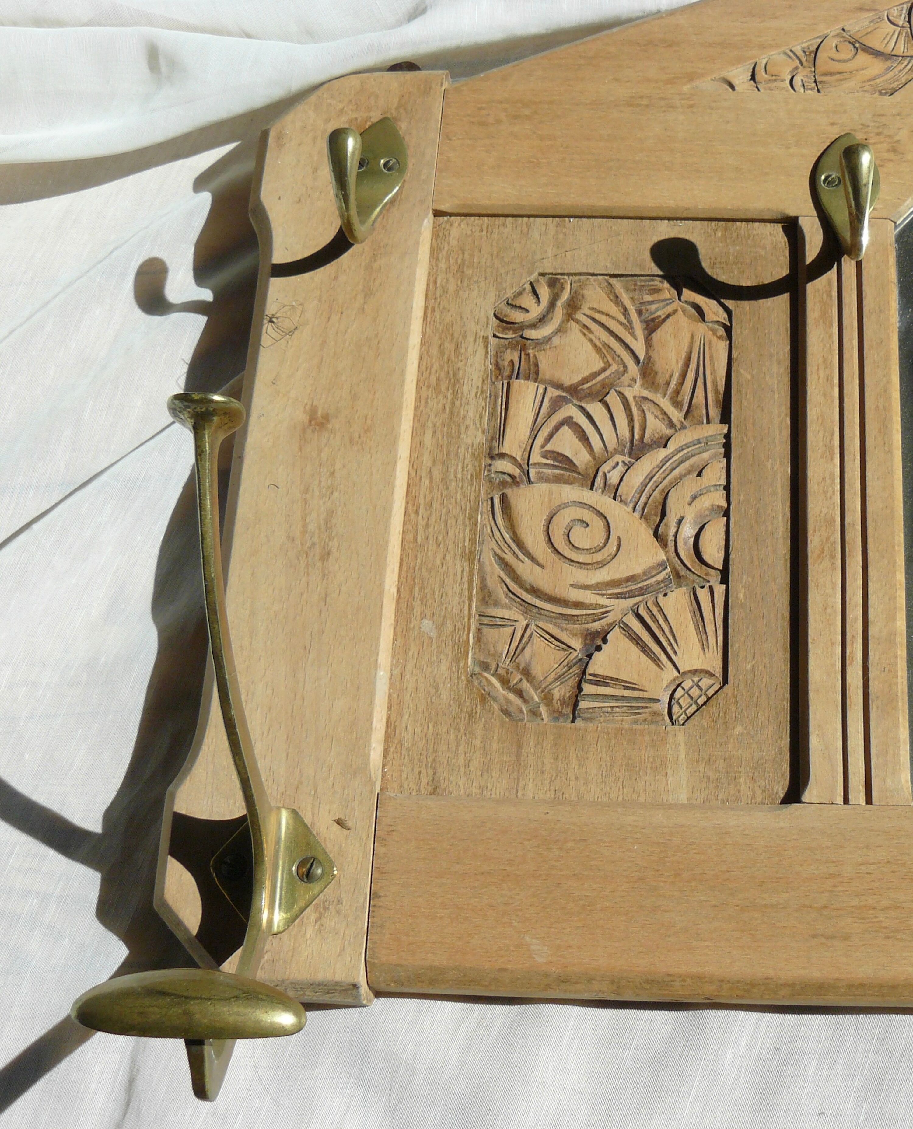 Art Deco mirror coat rack