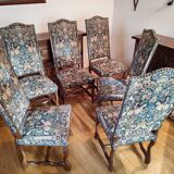 6 Louis XIII chairs with Aubusson tapestry