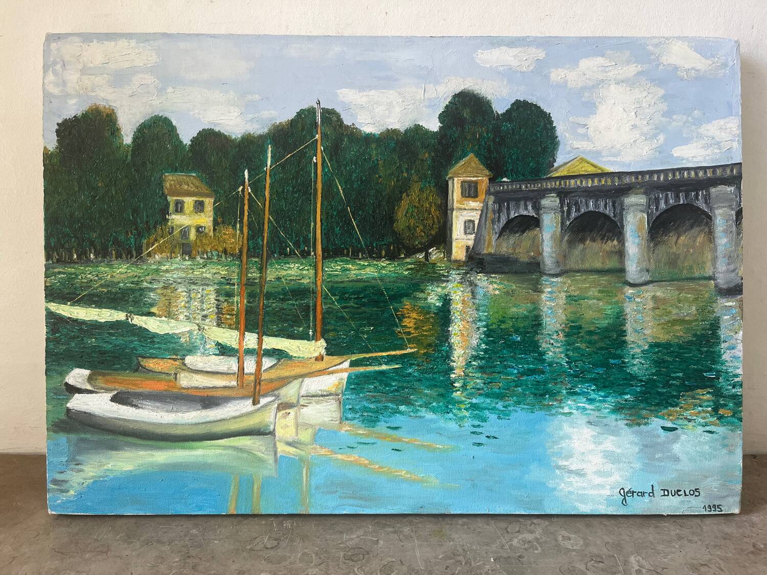 Riverboats on the Seine, signed