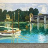Riverboats on the Seine, signed