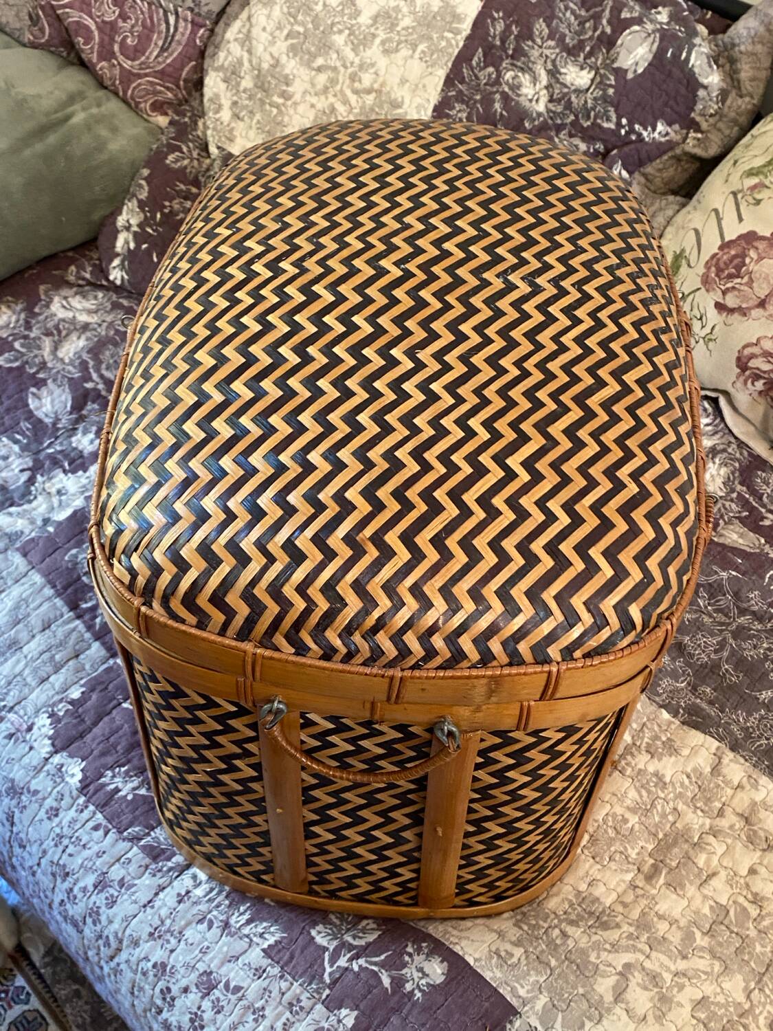 Woven bamboo storage chest
