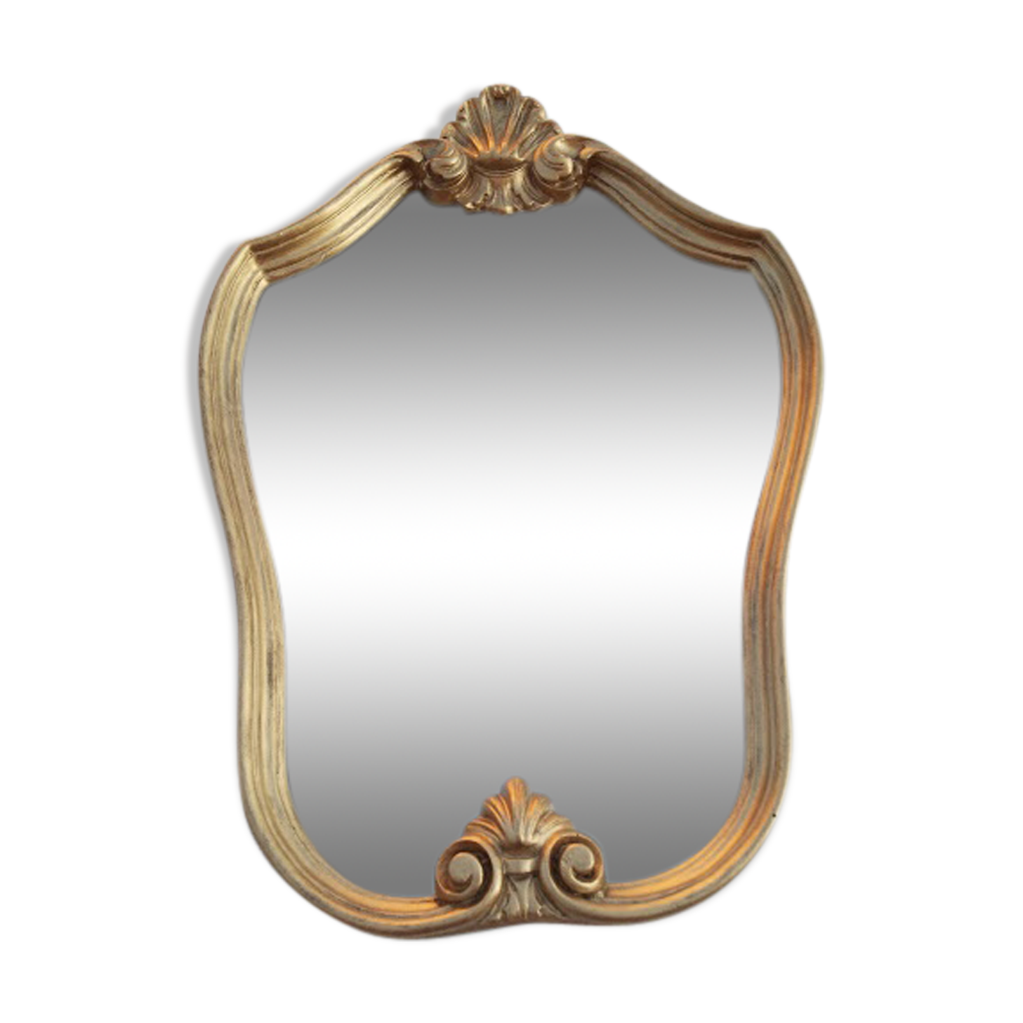 Golden lyre-shaped mirror, 30x45cm