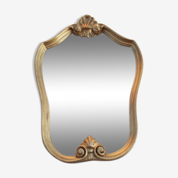 Golden lyre-shaped mirror, 30x45cm