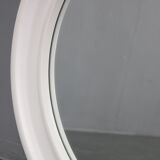 1970s Italian round mirror by Carrara and Matta America Brevettato, white plastic