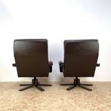 Mid Century Leather Swivel Chairs by Kebe
