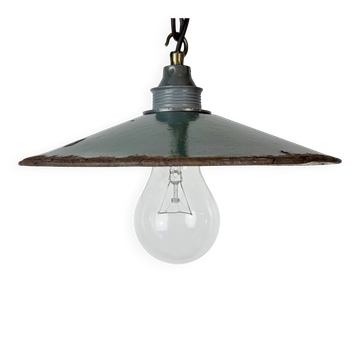Suspension émaillée verte industrielle, années 1950