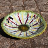 Openwork fruit cup with yellow and red drips - Fat lava, West Germany - 70s