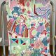 Colorful folding camping chair face pattern 70s