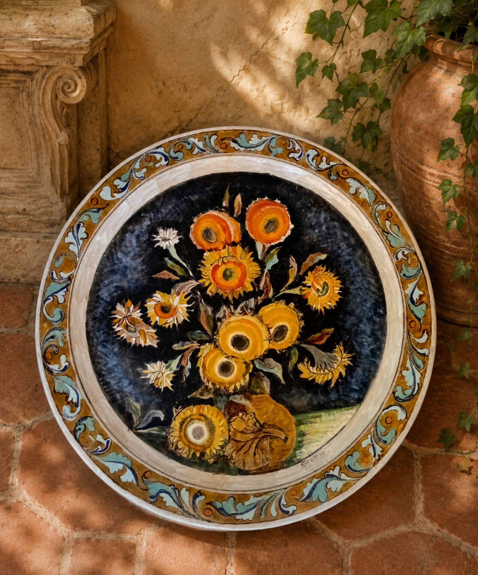 Immense wall plate Elio Schiavon circa 1980