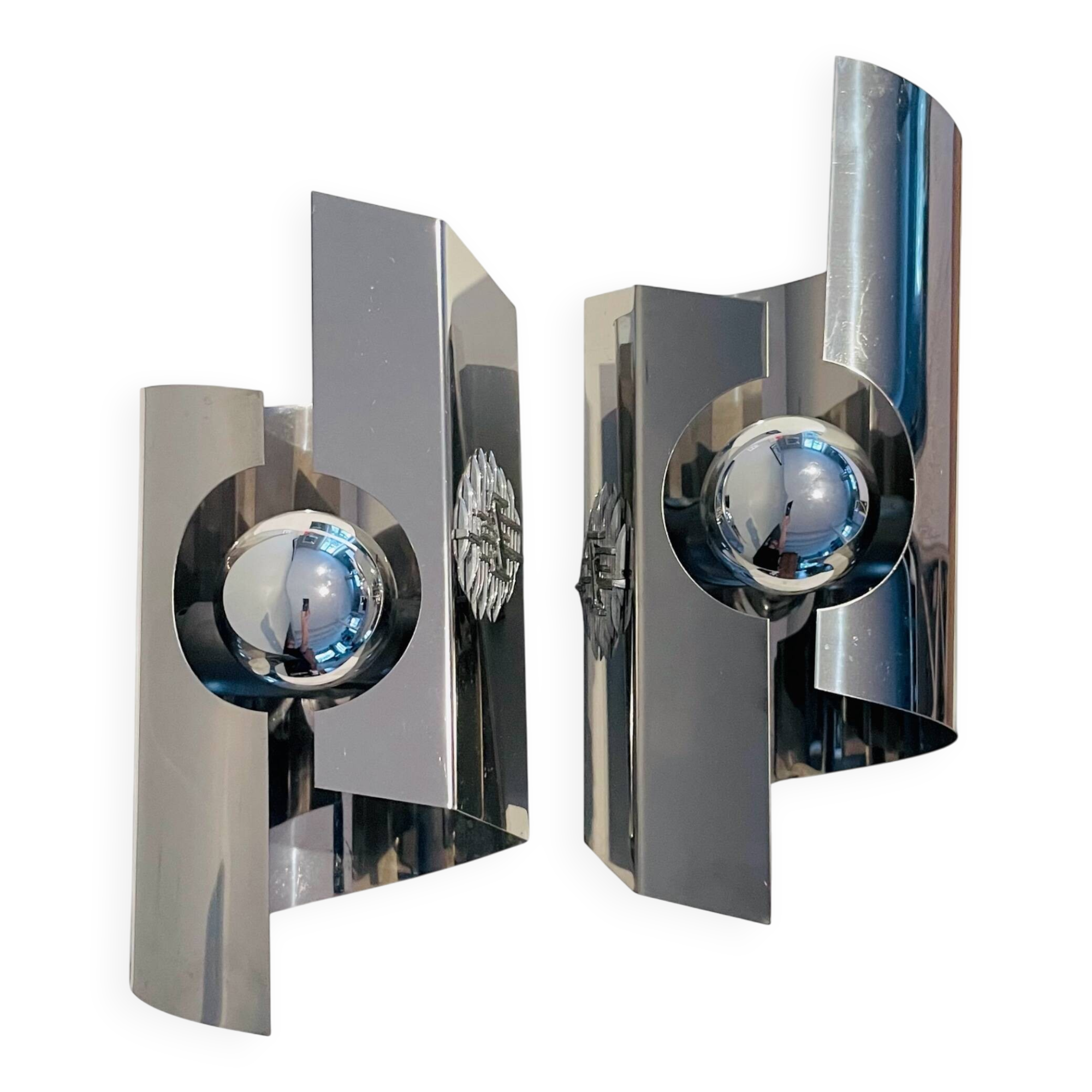 2 vintage 70s Space Age Oxar inspired wall lights