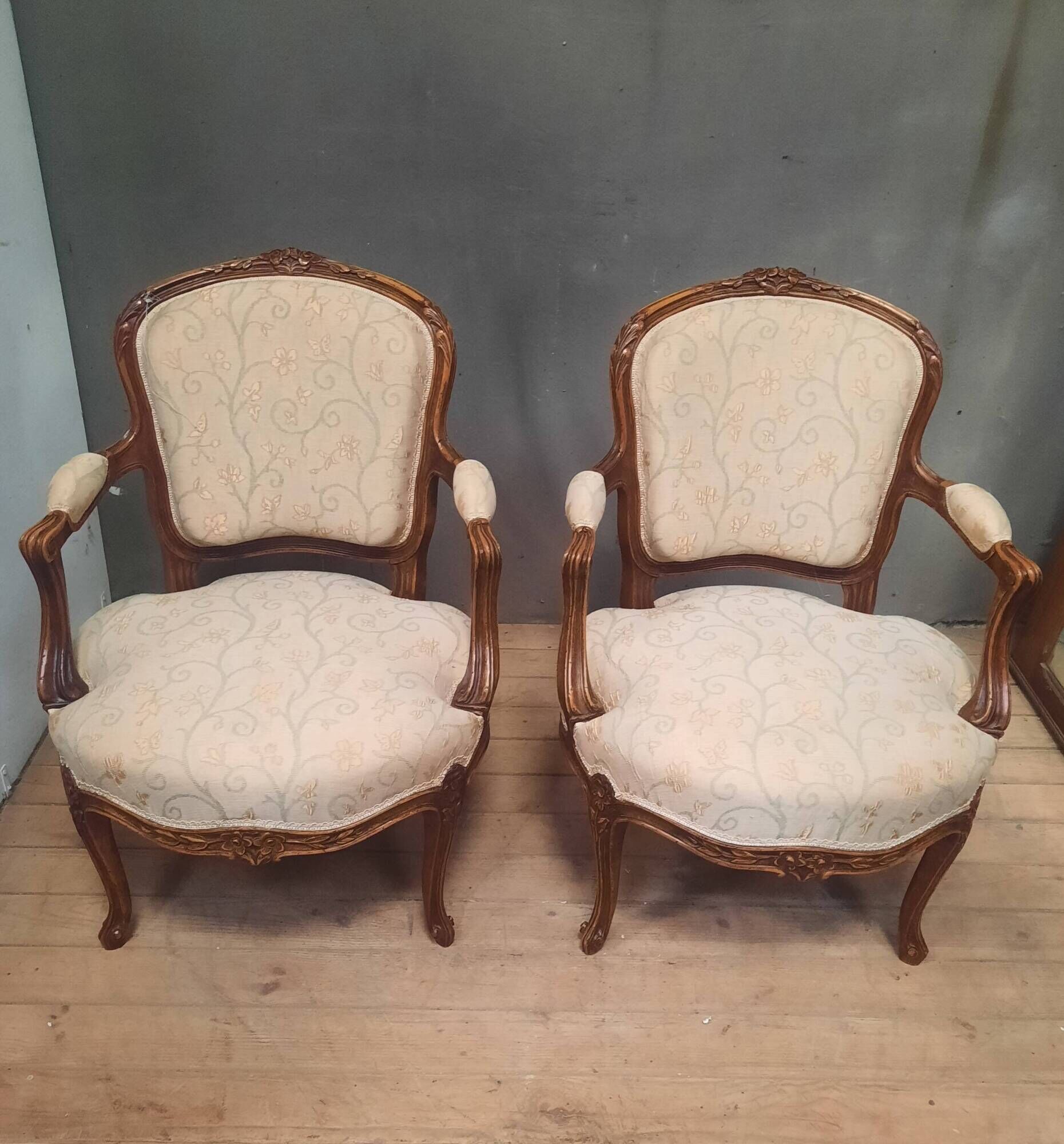 Pair of Louis XVI style armchairs