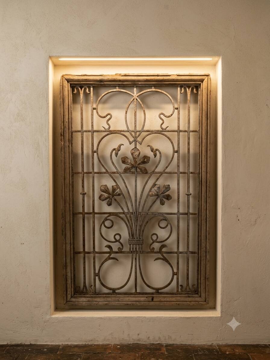 Art Nouveau cast iron grille from the 1900s.