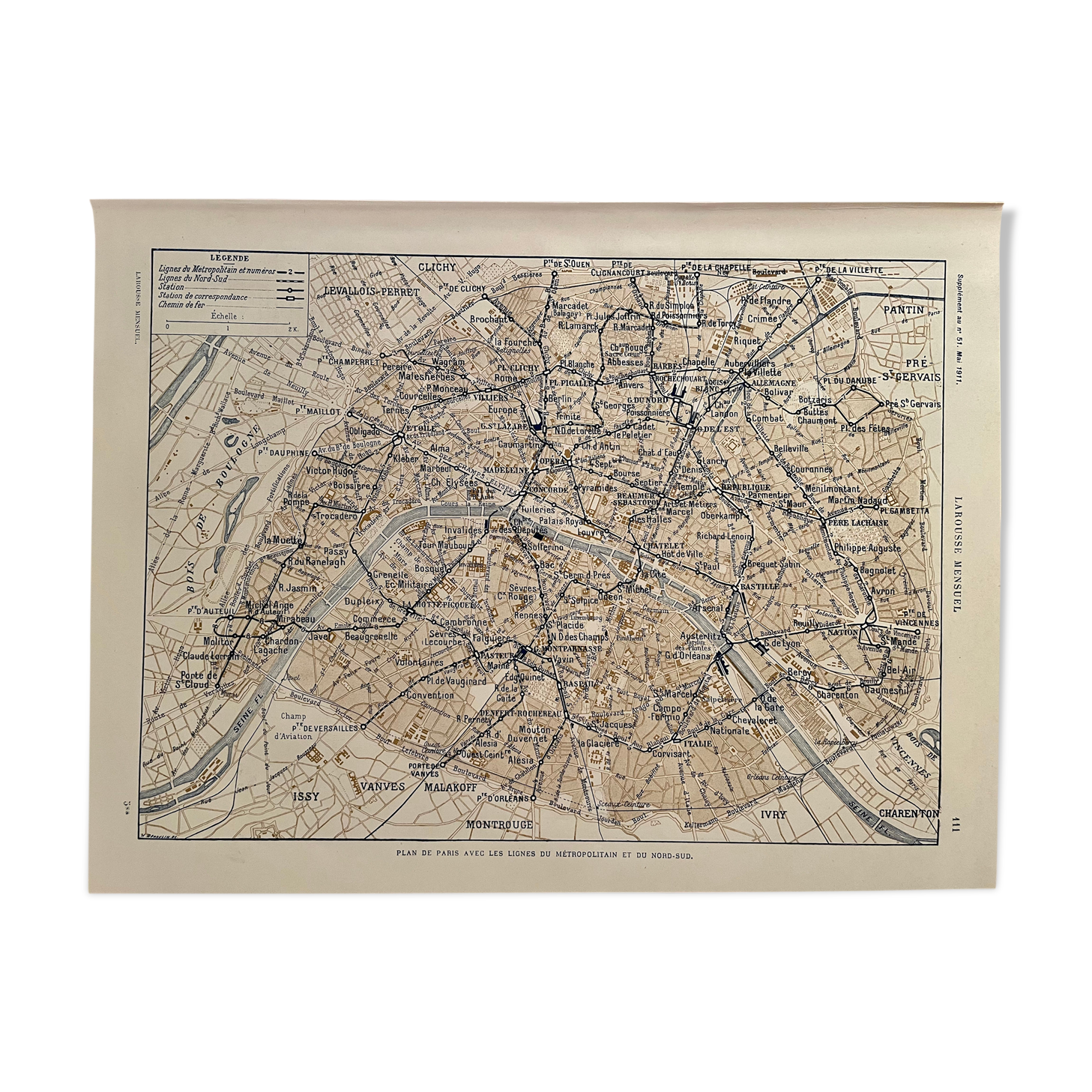1911 Paris metro map