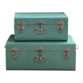 Set of 2 vintage metal trunks