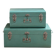 Set of 2 vintage metal trunks