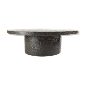 Table basse ronde brutaliste années 70