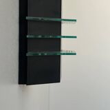 Vintage black metal and glass wall lamp, France 1980