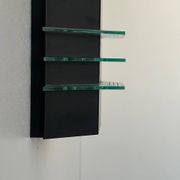 Vintage black metal and glass wall lamp, France 1980