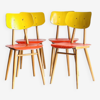 Suite de 4 chaises bistrot, années 1960