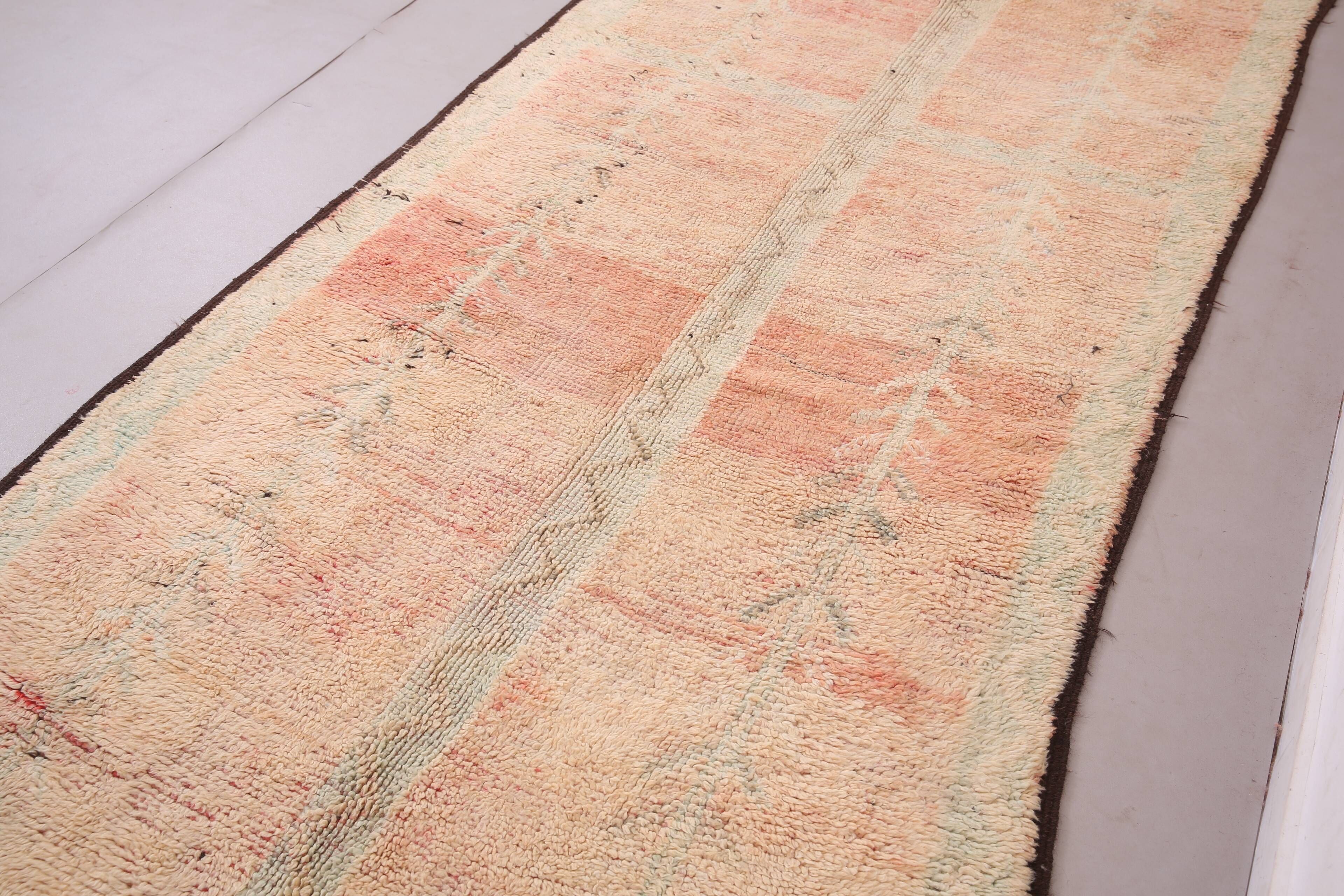 Peach Vintage Moroccan Rug 172 x 400 - Berber Wool Rug - Handmade Boho Rug