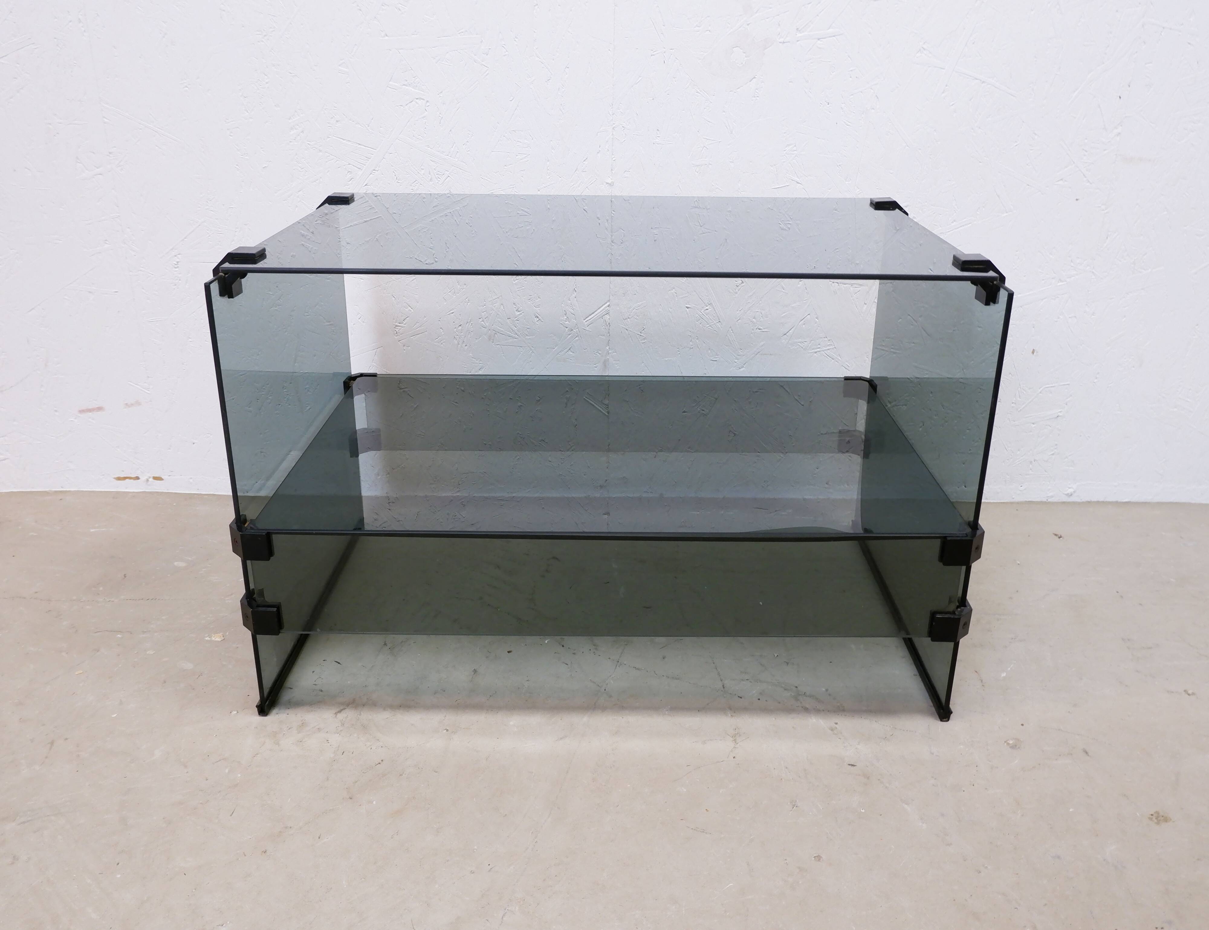 Meuble audio en verre Pieterman Holland, années 1980