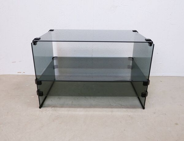 Meuble audio en verre Pieterman Holland, années 1980
