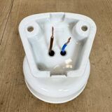 Applique murale vintage en porcelaine blanche avec verre transparent, années 1960