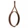 Handmade J. Adnet style mirror in brown vegetable-tanned leather, ø 58 cm