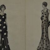 4 fashion drawings in ink and wash, signed and dated 1930 Marie DELEUSE (XIX-XXth century)