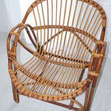 Armchair rattan basket 60s